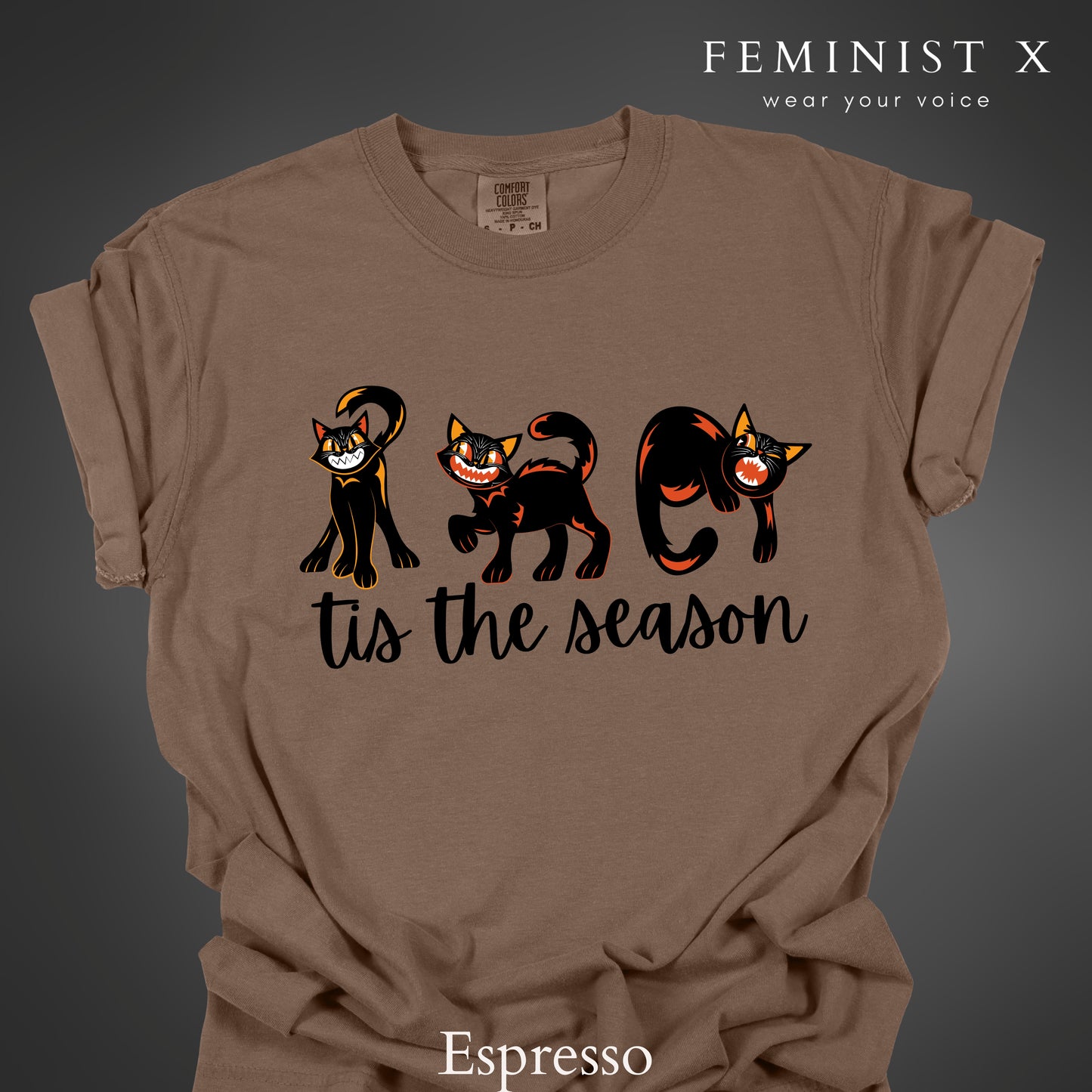 Halloween Vintage Black Cat Tis the Season Shirt