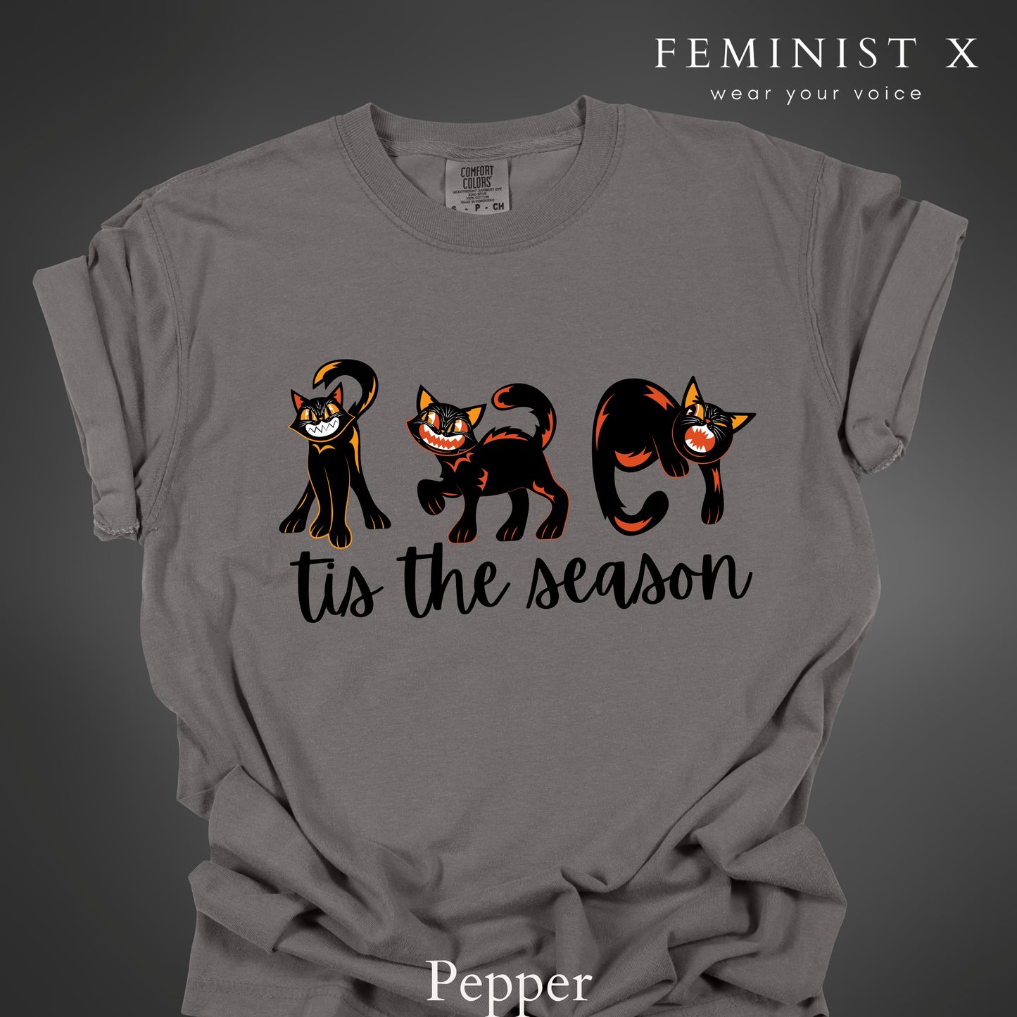 Halloween Vintage Black Cat Tis the Season Shirt
