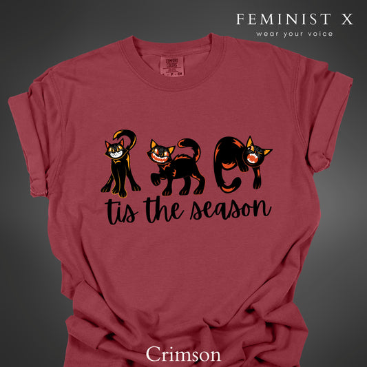 Halloween Vintage Black Cat Tis the Season Shirt