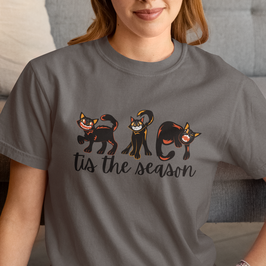 Halloween Vintage Black Cat Tis the Season Shirt